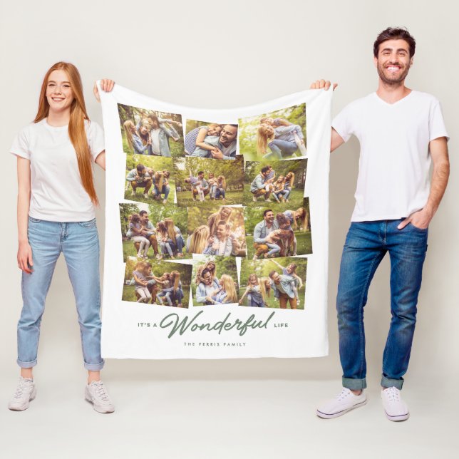 Couverture Polaire Merveilleuse vie 12 photo collage famille (En situation)