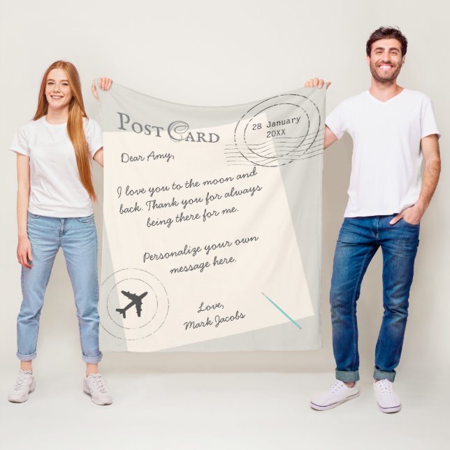 Couverture Polaire Message d'amour personnel de la carte postale (En situation)