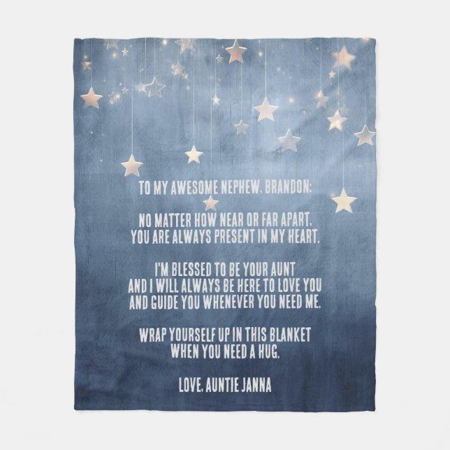 Couverture Polaire Message personnalisé Blue Stars Nephew (Devant)
