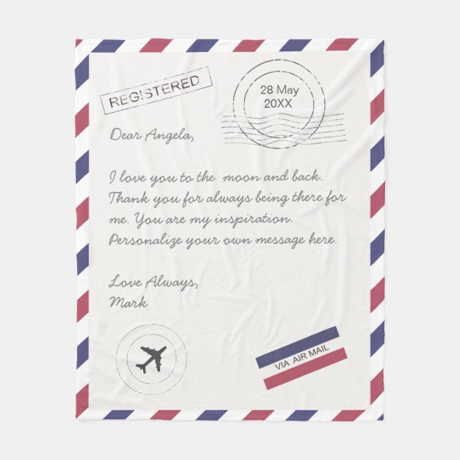 Couverture Polaire Message personnalisé de la lettre de courrier aéri (Devant)