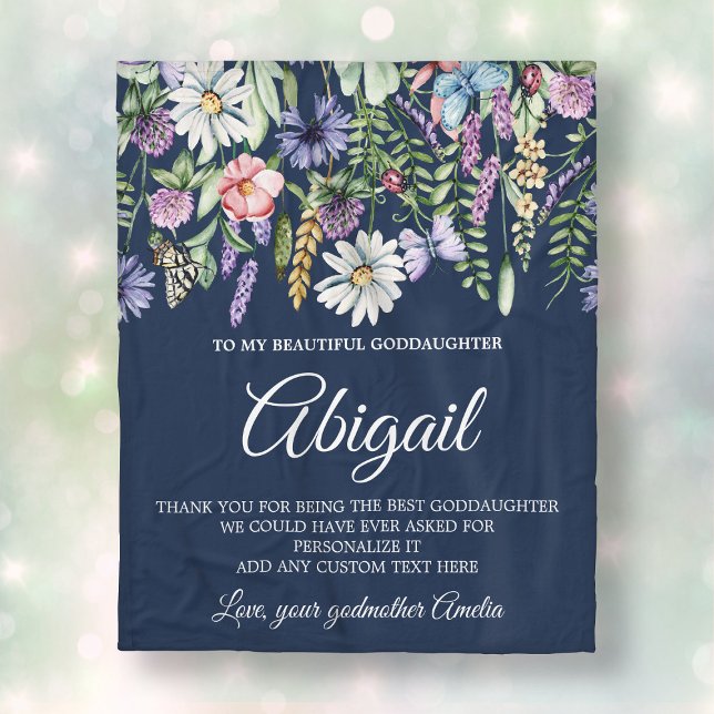 Couverture Polaire Message personnalisé Fleur sauvage Godgirl (Goddaughter Wildflowers Personalized Message Fleece Blanket
)