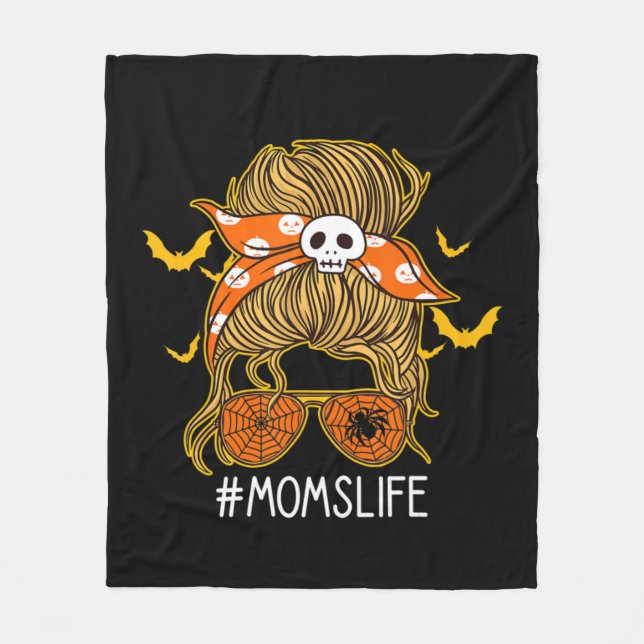 Couverture Polaire Messy Hair Bun Maman Vie Halloween éffrayant (Devant)