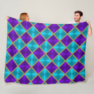 Couverture Polaire Métallurgique violet et turquoise Carré Gold