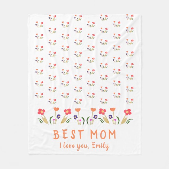 Couverture Polaire Mete Meilleure Maman Fleurs Fête des Mères (Devant)