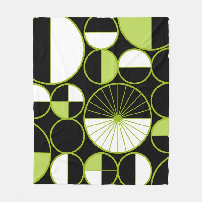 Couverture Polaire Mi-siècle Cercles modernes Moitié Chartreuse noire (Devant)
