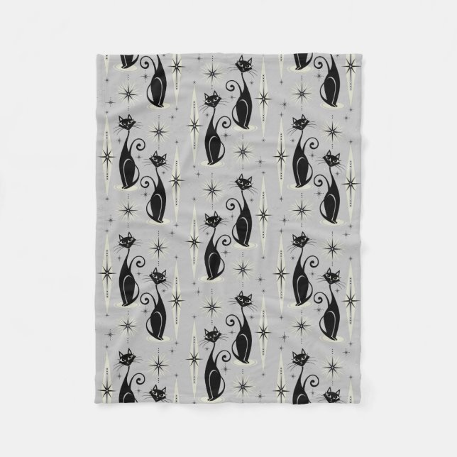 Couverture Polaire Mi-siècle, la vache sur le gris pâle (Devant)