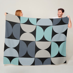 Couverture Polaire Mi-siècle moderne bleu vert et gris