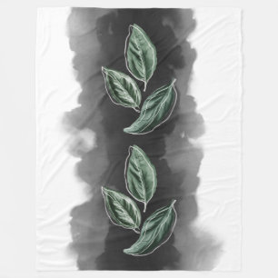Couverture Polaire Mi-siècle Moderne Botanique Vert Basil Feuilles