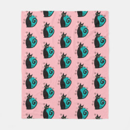 Couverture Polaire Mi-siècle moderne Chat atomique rose bleu rétro