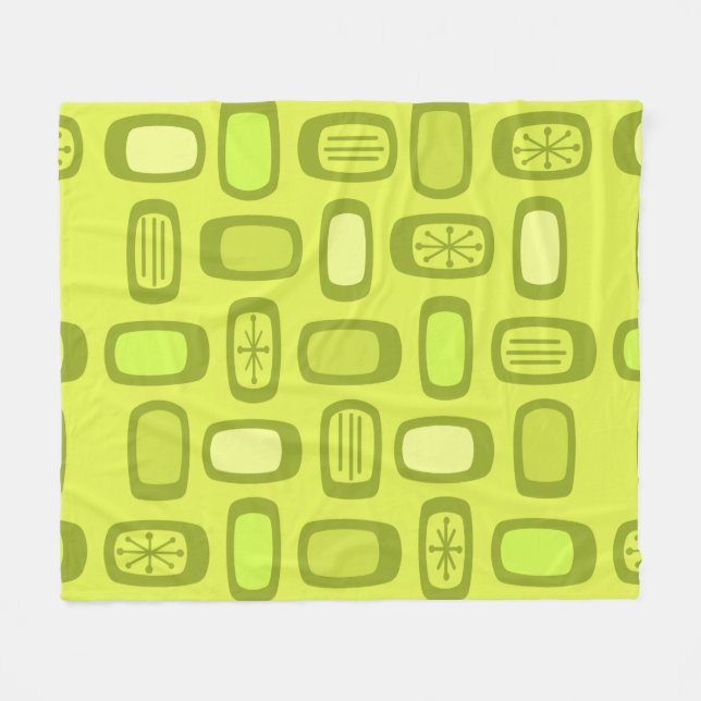 Couverture Polaire Midcentury MCM Rounded Rectangles Chartreuse (Devant (Horizontal))