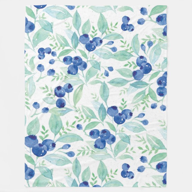 Couverture Polaire Midsummer Rustic Blueberry Berry Motif d'été (Devant)