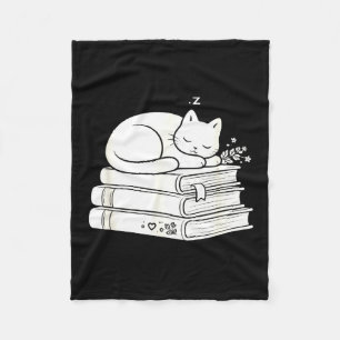 Couverture Polaire Mignon chat drôle endormi et livres convivial pais