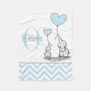 Couverture Polaire Mignon Éléphant Bleu Gris Personnalisé à Chevron p