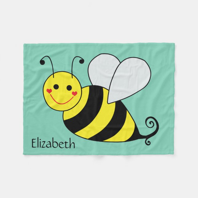 Couverture Polaire Mignon gaffez l'abeille personnalisée (Devant (Horizontal))