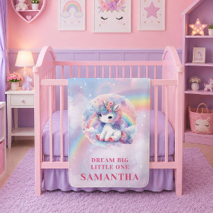 Couverture Polaire Mignon licorne rose violet fille anniversaire bébé