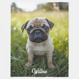 Couverture Polaire Mignon Pug Personnalisé