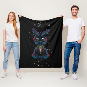 Couverture Polaire Mignonne Eyes Rabbit en Yoga Pose Méditation
