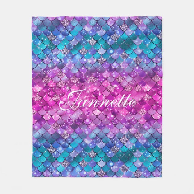 Couverture Polaire Mignonne Iridescente Purple Sirène Faux Parties sc (Devant)