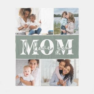 Couverture Polaire Mignonne JE T'AIME MOM Fête des Mères Photo