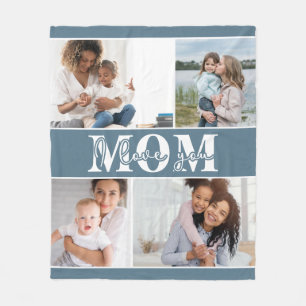 Couverture Polaire Mignonne JE T'AIME MOM Fête des Mères Photo