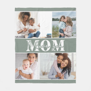 Couverture Polaire Mignonne JE T'AIME MOM Fête des Mères Photo