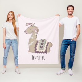 Couverture Polaire Mignonne Llama Princesse portant une couronne
