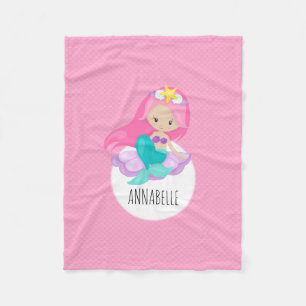 Couverture Polaire Mignonne Sirène Princesse Fille Mer Coquille Pales