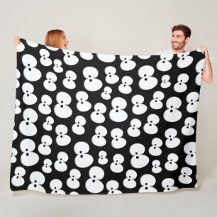 Couverture Polaire Mignons Noir et Blanc Éffrayant Yeux Motif Hallowe