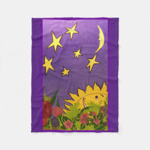 Couverture Polaire Mignons soleil et lune avec tulipe
