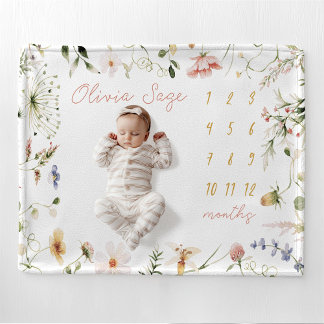 Couverture Polaire Milestone Blanket Girl Nom personnalisé Blanket Wi