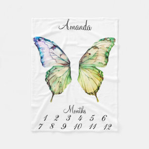 Couverture Polaire Milestone rose papillon ailes Baby Keepsaké