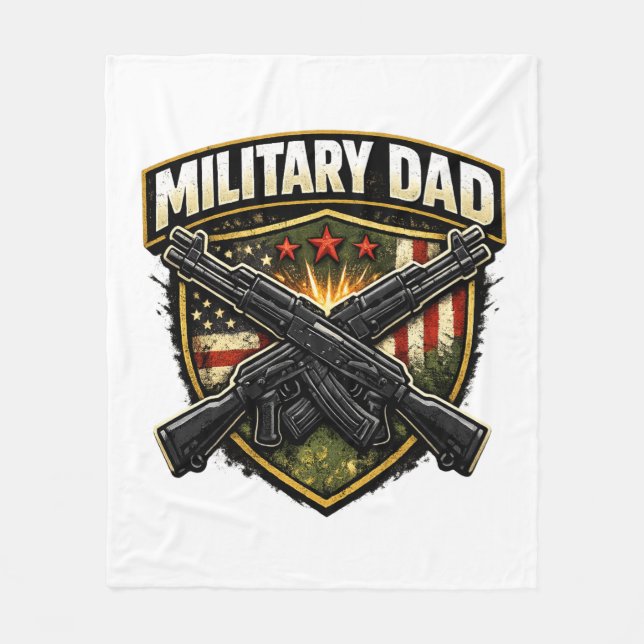 Couverture Polaire Military dad design with crossed rifles. (Devant)
