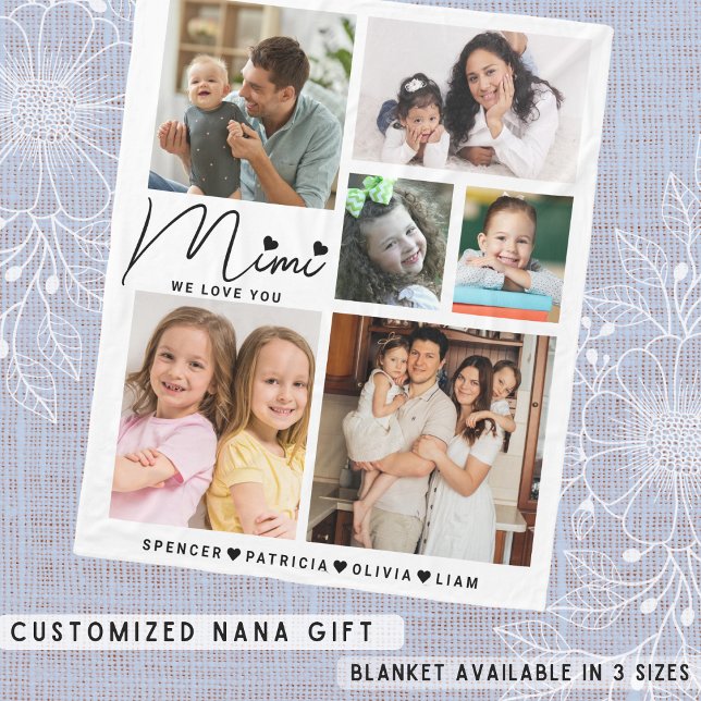 Couverture Polaire Mimi We Love You Grandkids Noms Photo Collage (Mimi We Love You Grandkids Names Photo Collage Fleece Blanket)
