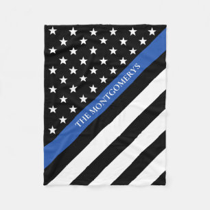 Couverture Polaire Mince Ligne bleue Police Indicateur Nom du monogra