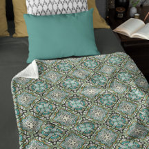 Mint Vert Turquoise Hip Bohemian Bali Art Motif