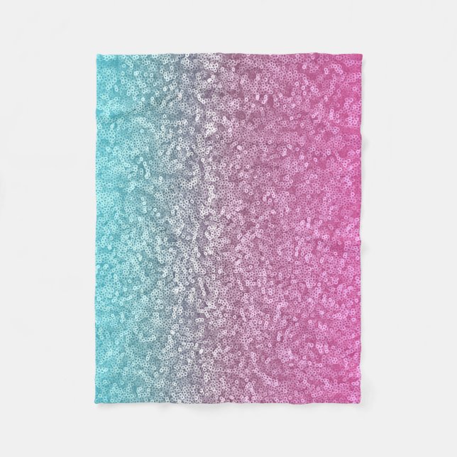 Couverture Polaire Miroitement brillant de rose et d'étincelle bleue (Devant)