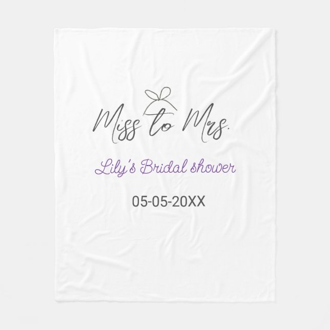 Couverture Polaire Miss to Mrs enterrement de jeune fille ajouter nom (Devant)