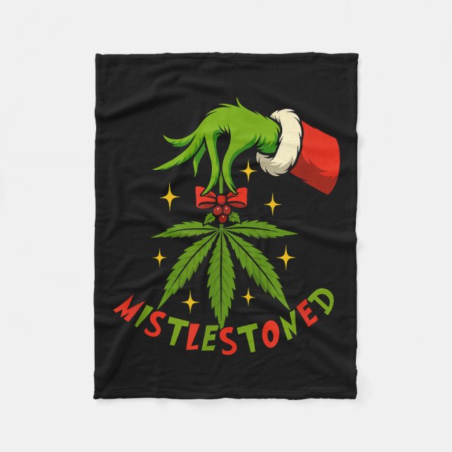 Couverture Polaire Mistlestoned Weed Leaf Funny Stoner Christmas  (Devant)