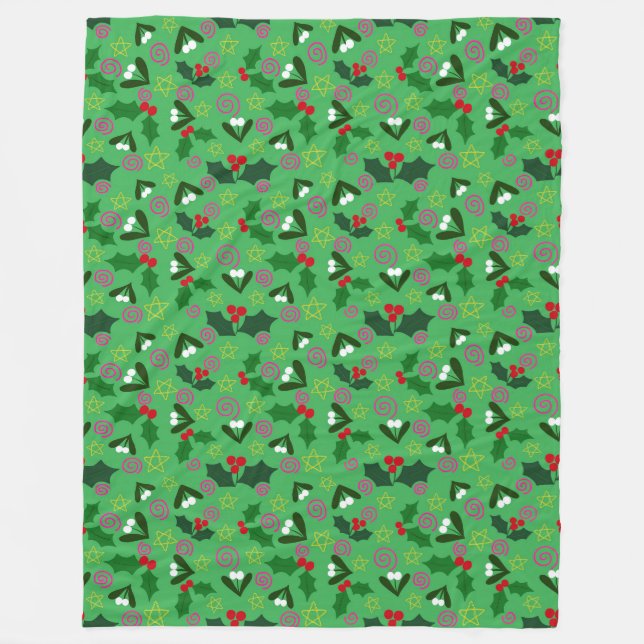 Couverture Polaire Mistletoe and Holly Winter Holiday (Devant)