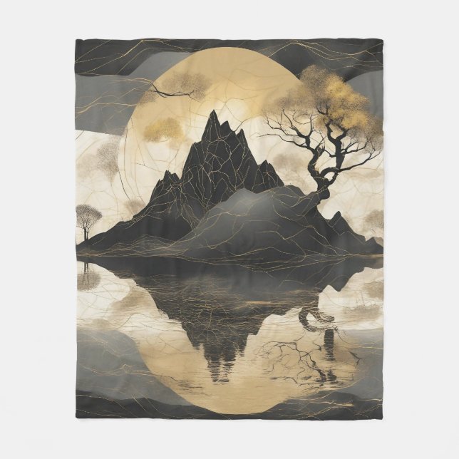 Couverture Polaire Misty Mountain Black & Gold (Devant)