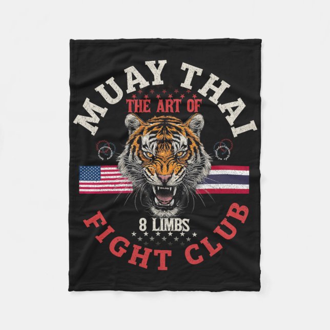Couverture Polaire Mma Muay Thai Kickboxing Usa Thailand Tiger Fight- (Devant)