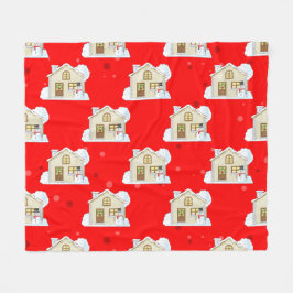Couverture Polaire Modèle de Maison de Noël 