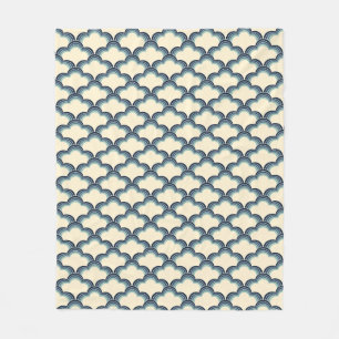 Couverture Polaire Modèle de vagues de style rétro bleu