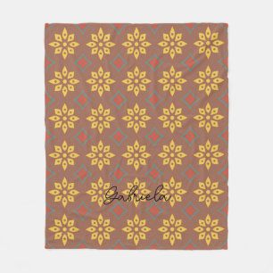 Couverture Polaire Modèle floral Abstrait avec accents géométriques