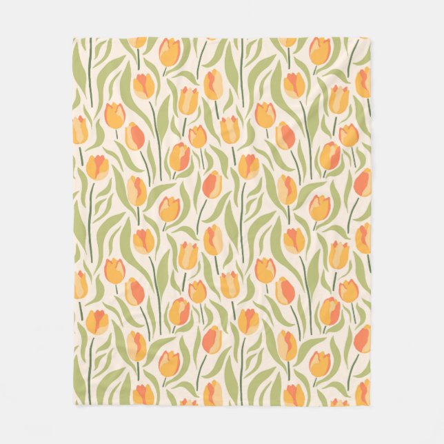 Couverture Polaire Modèle floral avec tulipes (Devant)