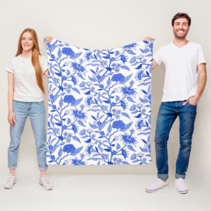 Couverture Polaire Modèle Floral bleu Vintage inspiré
