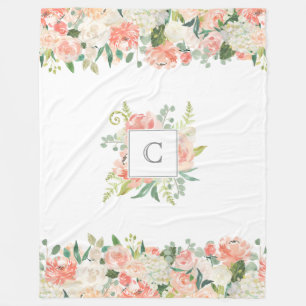 Couverture Polaire Modèle floral féminin avec votre monogramme