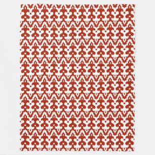 Couverture Polaire Modèle marocain Ikat Damask, Rouge profond et blan