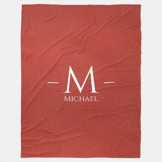 Couverture Polaire Modèle Monogramme en cuir Brown personnalisé (Devant)