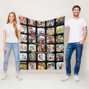 Couverture Polaire Modern Best Friends Photo Collage Black MEDIUM